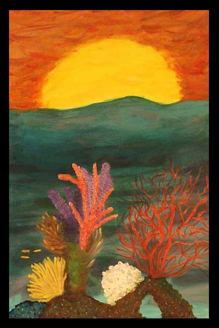 Sunset on Corals acrylic painting 20x30